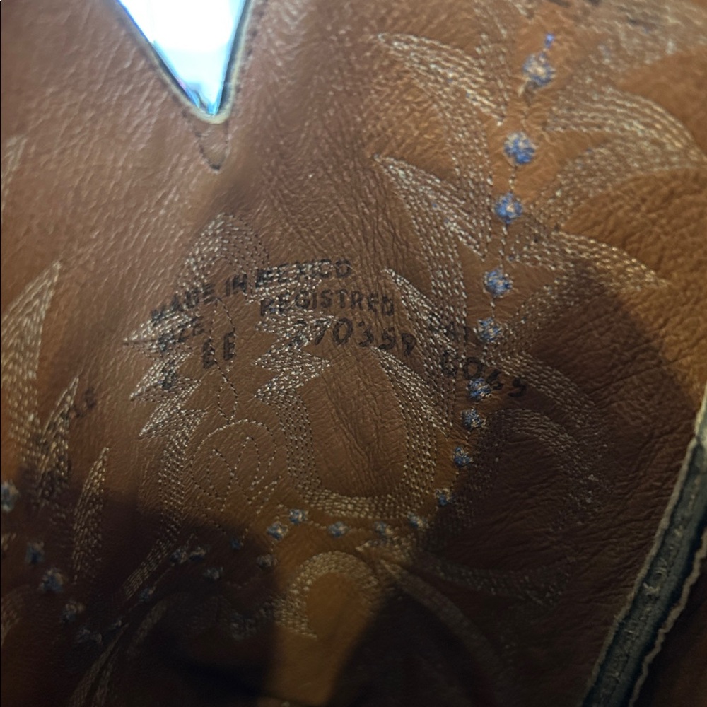 Black and Blue Ostrich leather Western Cowboy Boots - Picture 8 of 12